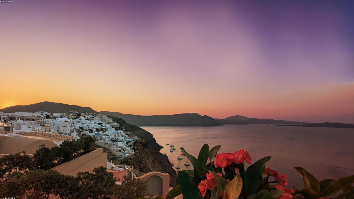Santorini blue domes